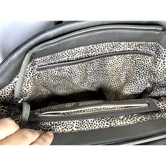 Catherine Malandrino Leather Purse Handbag Satchel Tote Hand Shoulder Bag Silver - Picture 10 of 10